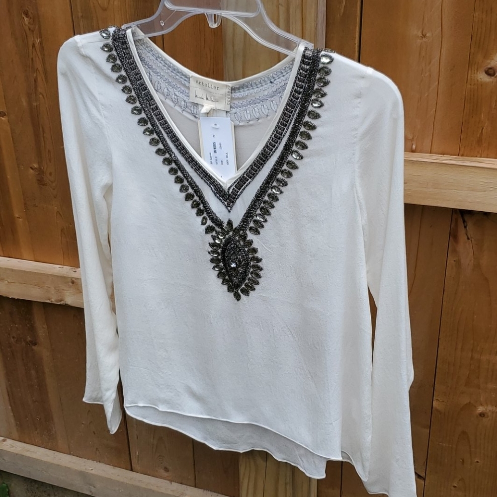 NWT Artelier Nicole Miller Silk beaded